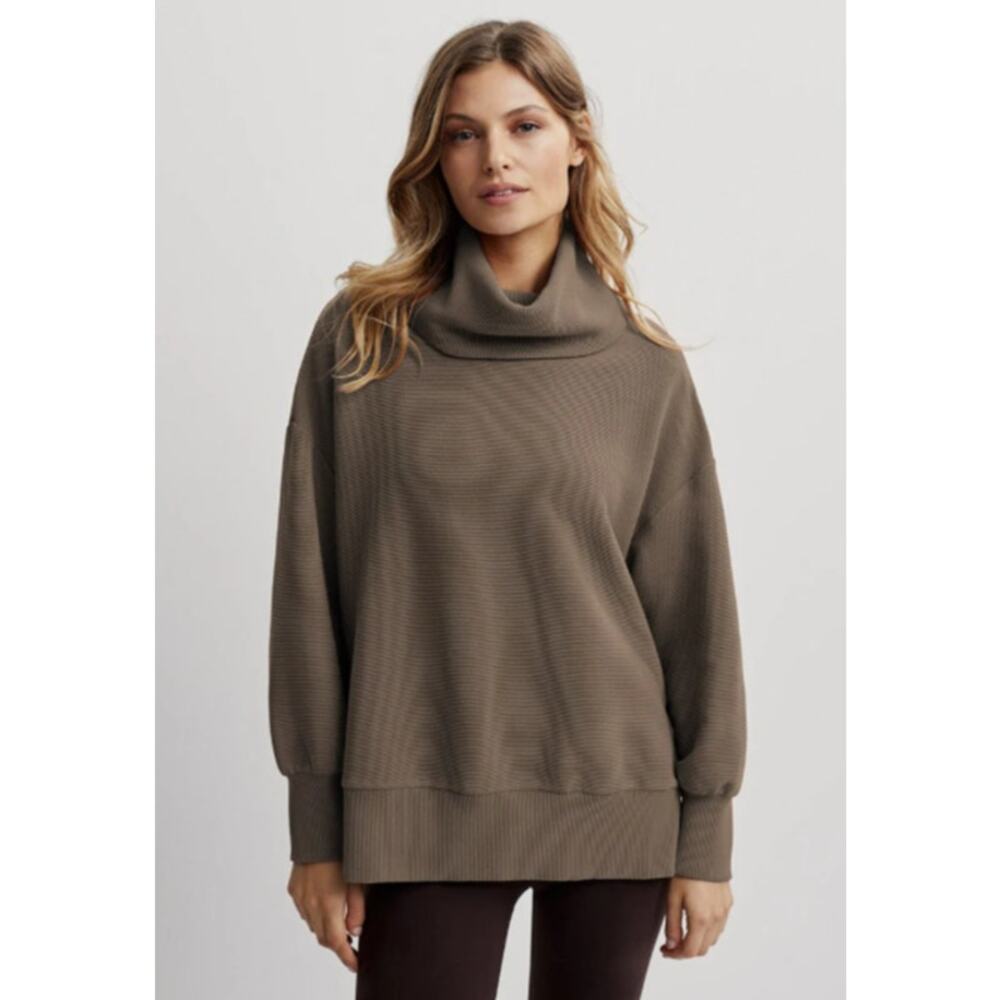 NEW! Varley 'Milton' Cowl Neck Sweatshirt in STONE OLIVE (M)